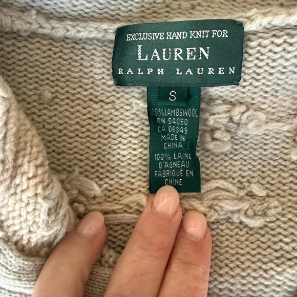 RARE Vtg Ralph Lauren Hand-Knit 100% Lambswool Sweater Dog Horse Carriage Size S - Picture 8 of 12